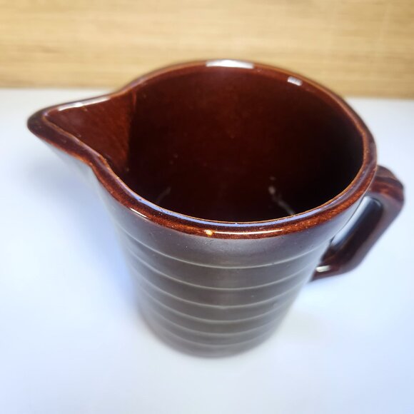Monmouth Pottery Pitcher Jug Vintage 1940s Brown Stoneware Milk, Juice, Water - Picture 2 of 9